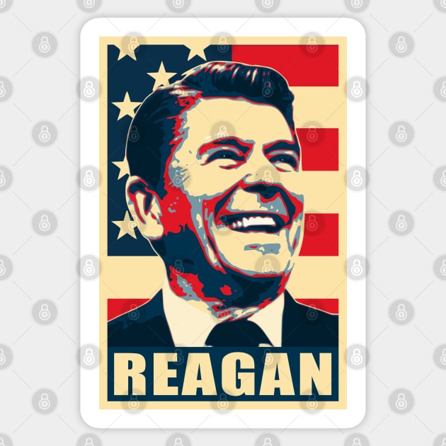 Ronald Reagan Happy Propaganda Poster Art Sticker by Nerd_art